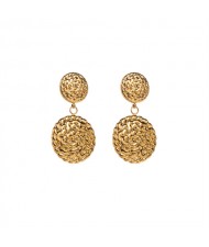 Fancy Twist Surface Design Wholesale Fashion Women Stainless Steel Earrings - Round
