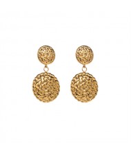 Fancy Twist Surface Design Wholesale Fashion Women Stainless Steel Earrings - Round