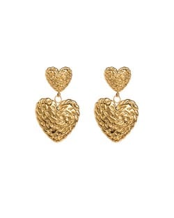 Fancy Twist Surface Design Wholesale Fashion Women Stainless Steel Earrings - Heart