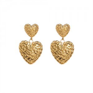 Fancy Twist Surface Design Wholesale Fashion Women Stainless Steel Earrings - Heart