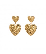 Fancy Twist Surface Design Wholesale Fashion Women Stainless Steel Earrings - Heart