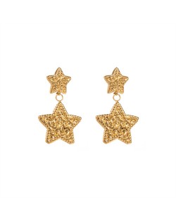 Fancy Twist Surface Design Wholesale Fashion Women Stainless Steel Earrings - Star
