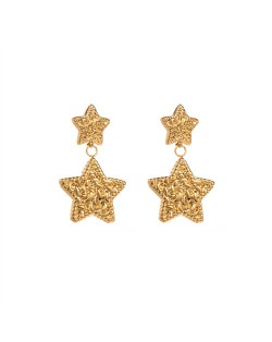 Fancy Twist Surface Design Wholesale Fashion Women Stainless Steel Earrings - Star