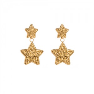 Fancy Twist Surface Design Wholesale Fashion Women Stainless Steel Earrings - Star