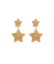 Fancy Twist Surface Design Wholesale Fashion Women Stainless Steel Earrings - Star