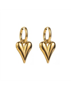 High Quality Smooth Three-dimensional Heart Pendant Wholesale Fashion Stainless Steel Earrings