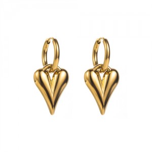High Quality Smooth Three-dimensional Heart Pendant Wholesale Fashion Stainless Steel Earrings