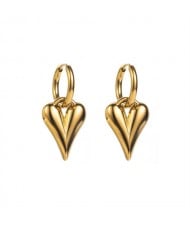 High Quality Smooth Three-dimensional Heart Pendant Wholesale Fashion Stainless Steel Earrings