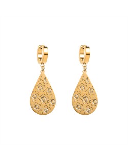 Beautiful Hollow-out Flowers Drop Design Wholesale Fashion Stainless Steel Earrings