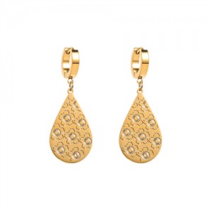 Beautiful Hollow-out Flowers Drop Design Wholesale Fashion Stainless Steel Earrings