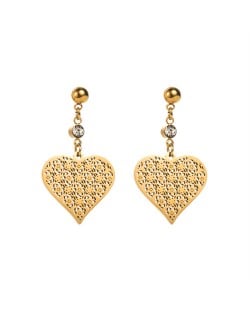 Vintage Hollow-out Peach Heart Design Wholesale Fashion Women Stainless Steel Earrings
