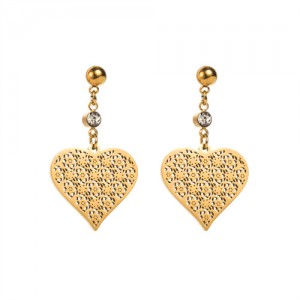 Vintage Hollow-out Peach Heart Design Wholesale Fashion Women Stainless Steel Earrings