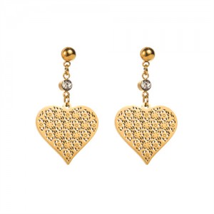Vintage Hollow-out Peach Heart Design Wholesale Fashion Women Stainless Steel Earrings