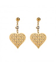 Vintage Hollow-out Peach Heart Design Wholesale Fashion Women Stainless Steel Earrings