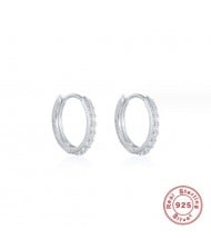 925 Sterling Silver Cubic Zirconia Minimalist Wholesale Platinum Huggie Earrings - White
