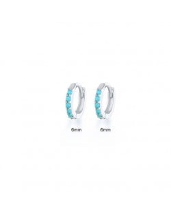 925 Sterling Silver Cubic Zirconia Minimalist Wholesale Platinum Huggie Earrings - Turquoise