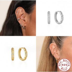 925 Sterling Silver Starry Cubic Zirconia Inlaid Wholesale Huggie Earrings