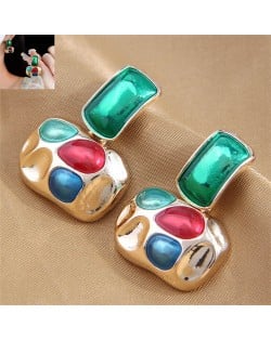 Korean Fashion Colorful Gems Style Bold Wholesale Women Stud Earrings