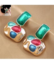 Korean Fashion Colorful Gems Style Bold Wholesale Women Stud Earrings