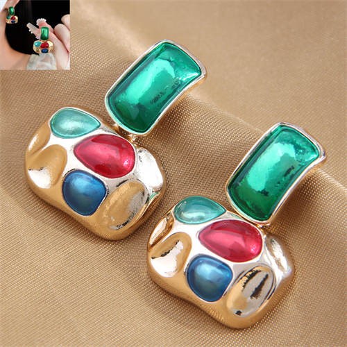 Korean Fashion Colorful Gems Style Bold Wholesale Women Stud Earrings
