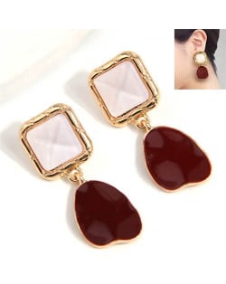 Korean Fashion Oil-spot Glazed Heart Dangle Wholesale Stud Costume Earrings