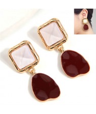 Korean Fashion Oil-spot Glazed Heart Dangle Wholesale Stud Costume Earrings