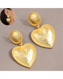 Korean Fashion Minimalist Golden Peach Heart Women Wholesale Stud Earrings