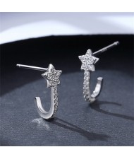 Fine Jewelry Bling Cubic Zirconia Star Design Fashion Wholesale 925 Sterling Silver Earrings - Silver