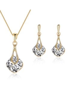 Wholesale Fashion Simple Design Square Pendant Costume Women Wedding Jewelry Set Necklace and Earrings Set