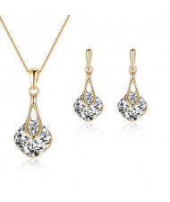 Wholesale Fashion Simple Design Square Pendant Costume Women Wedding Jewelry Set Necklace and Earrings Set