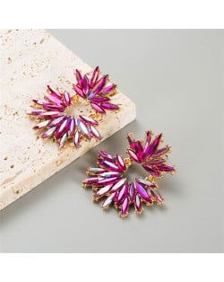 Super Bling Rhinestone Women Fashion Wholesale Earrings - Rose