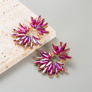 Super Bling Rhinestone Women Fashion Wholesale Earrings - Rose