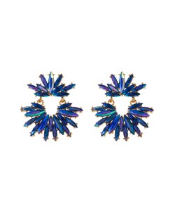 Super Bling Rhinestone Women Fashion Wholesale Earrings - Blue