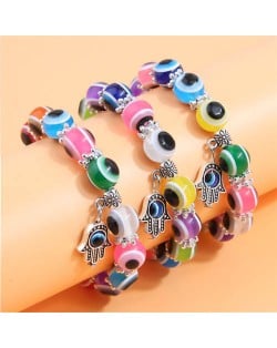 Evil Eye Fashion Beads and Hands Pendants Multi-layer Women Wholesale Bracelet - Multicolor