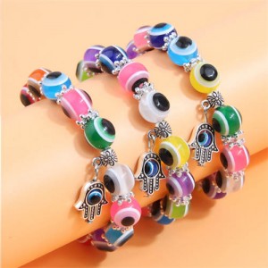 Evil Eye Fashion Beads and Hands Pendants Multi-layer Women Wholesale Bracelet - Multicolor