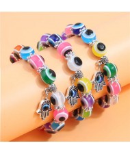 Evil Eye Fashion Beads and Hands Pendants Multi-layer Women Wholesale Bracelet - Multicolor