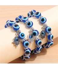 Evil Eye Fashion Beads and Hands Pendants Multi-layer Women Wholesale Bracelet - Royal Blue