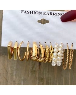 Fashion Franch Style Geometric and Pearl Circel Combo Wholesale Alloy Earrings Set