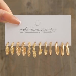 Fashion Business Style Small Alloy Circel Combo Wholesale Women Hoop Earrings Set