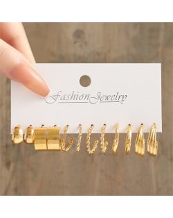 Simple Design Business Style Golden Alloy Small Circle Wholesale Fashion Women Earrings Set