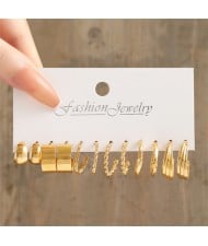 Simple Design Business Style Golden Alloy Small Circle Wholesale Fashion Women Earrings Set