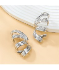 U.S. Fashion Spring Shape Design Exaggerated Women Alloy Earrings - Silver