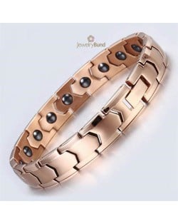 Magnetic Quantum Therapy Health Care Titanium Steel Men Chain Bracelet - Golden