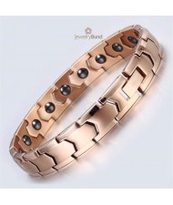 Magnetic Quantum Therapy Health Care Titanium Steel Men Chain Bracelet - Golden