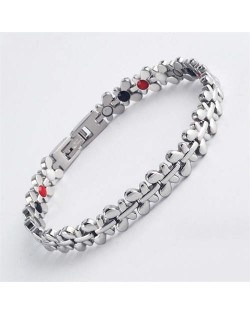 Magnetic Quantum Therapy Health Care Butterfly Chain Titanium Steel Women Chain Bracelet - Silver