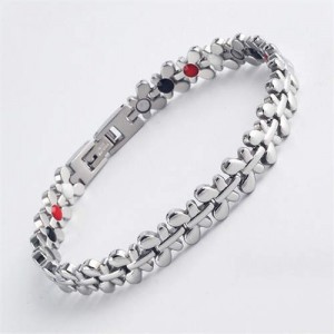 Magnetic Quantum Therapy Health Care Butterfly Chain Titanium Steel Women Chain Bracelet - Silver