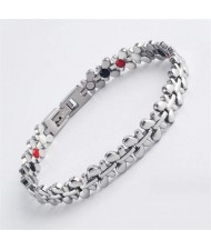 Magnetic Quantum Therapy Health Care Butterfly Chain Titanium Steel Women Chain Bracelet - Silver