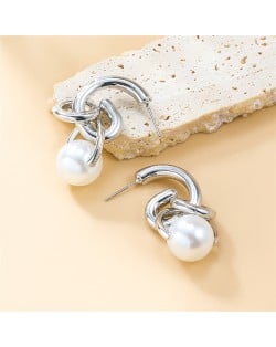 U. S. Fashion Accessories Vintage Alloy Pearl Wholesale Earrings - Silver