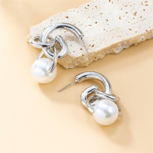 U. S. Fashion Accessories Vintage Alloy Pearl Wholesale Earrings - Silver