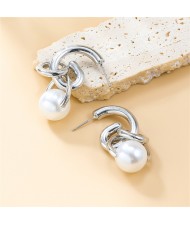 U. S. Fashion Accessories Vintage Alloy Pearl Wholesale Earrings - Silver